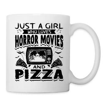 Nur Ein Mädchen, Das Horrorfilme Und Pizza Liebt - Tasse - Weiß - Rechts