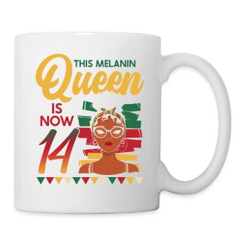 This Melanin Queen Is Now 14, 14th Birthday - Mug - white - Right