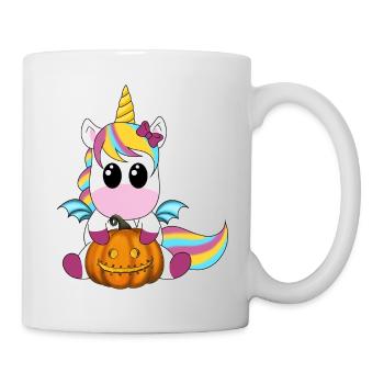 Unicorn with pumpkin lantern - Mug - white - Right