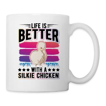 La vie est meilleure avec un Silkie Chicken Seidenhuhn - Mug blanc - blanc - Droite