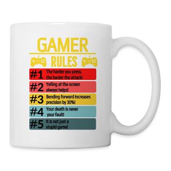 T-shirt Funny gamer rules pour gamer et nerds - Mug blanc - blanc - Droite
