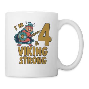 4yr Viking Birthday Boy Im 4 Years Old Viking - Mug - white - Right