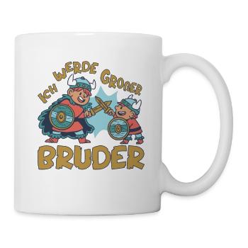 Werde Großer Bruder Wikinger Baby Ankündigung - Tasse - Weiß - Rechts