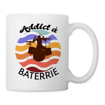 Addict à batterie - Mug blanc - blanc - Droite