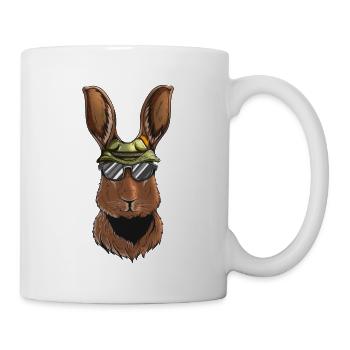 Chasses au lapin Lapin Le chasseur de lapins porte la casquette de chasseur - Mug blanc - blanc - Droite