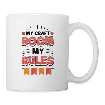 Mein Bastelzimmer Meine Regeln Crafty Mom - Tasse - Weiß - Rechts