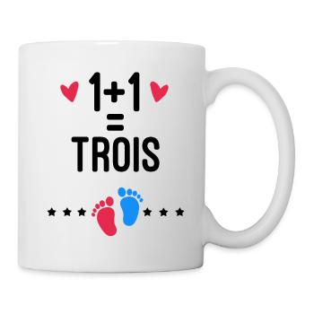 annonce grossesse 1+1=3 bébé futur parents - Mug blanc - blanc - Droite