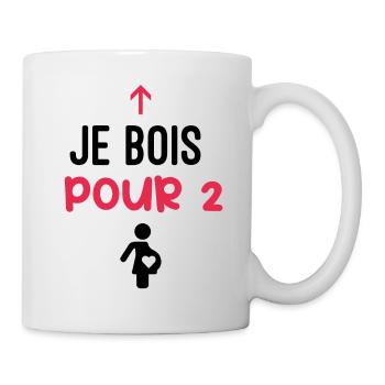 annonce grossesse je bois pour deux enceinte drole - Mug blanc - blanc - Droite
