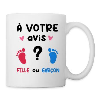 annonce grossesse fille ou garçon originale - Mug blanc - blanc - Droite
