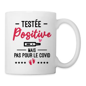testée positive femme enceinte annonce grossesse - Mug blanc - blanc - Droite