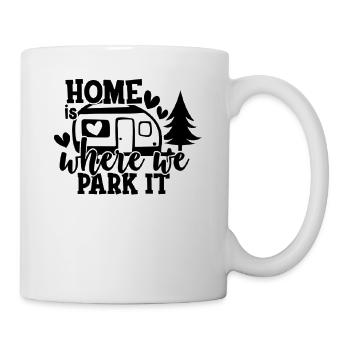 Zuhause ist, wo wir es parken Wandershirt - Tasse - Weiß - Rechts