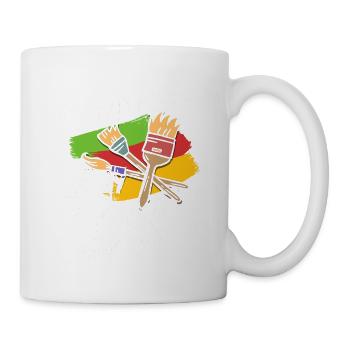 Maler Geschenk Malerei Künstler Malermeister - Tasse - Weiß - Rechts