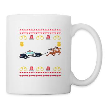 Ugly Christmas Reindeer Funny Policeman - Mug - white - Right