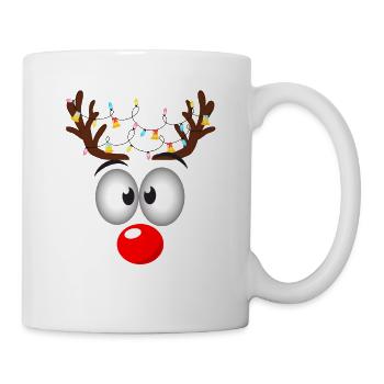 Lustige schielende Rentiergesicht Weihnachtsferien - Tasse - Weiß - Rechts