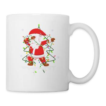 Dabbing Santa und Weihnachtsbeleuchtung und Schnee - Tasse - Weiß - Rechts