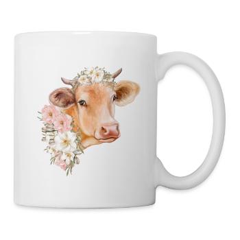 KUH MIT BLUMEN - Tasse - Weiß - Rechts