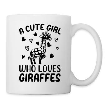 Giraffe Lover - A Cute Girl Who Loves Giraffes - Tasse - Weiß - Rechts
