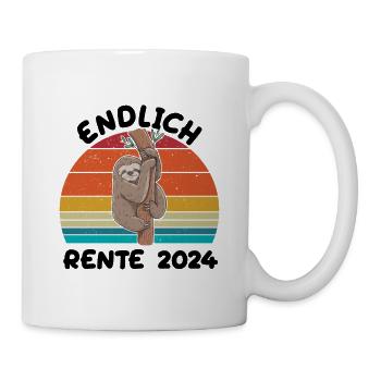 Endlich Rente 2024 - Ruhestand Lustiges Faultier - Tasse - Weiß - Rechts