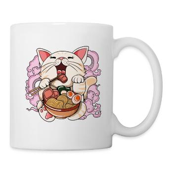 Ramen Eating Cat Kawaii Anime Baka Japonais - Mug blanc - blanc - Droite