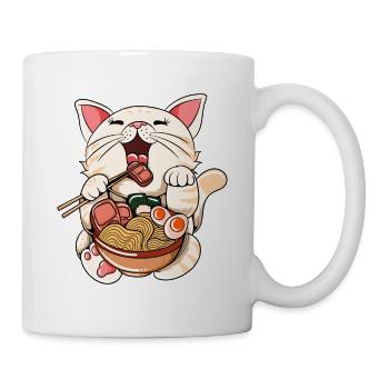 Ramen Eating Cat Kawaii Anime Baka Japonais - Mug blanc - blanc - Droite