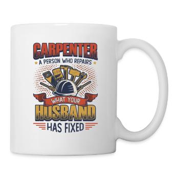 Drôle de menuiserie, charpentier. - Mug blanc - blanc - Droite