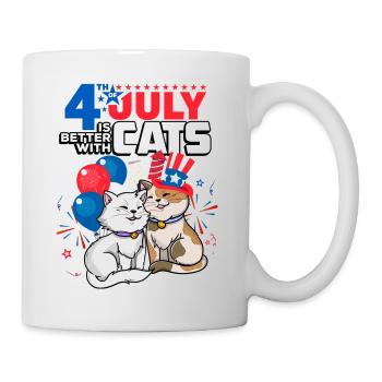 Der 4. Juli Ist Besser Mit Katzen - Tasse - Weiß - Rechts
