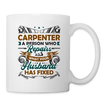 Funny woodworking carpenter - Mug - white - Right