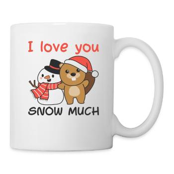 Biber Je t’aime neige beaucoup schneemann wortspiel - Mug blanc - blanc - Droite