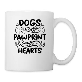 Dogs leave pawprints on your hearts - Mug - white - Right