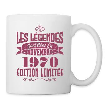 Les légendes sont nées en novembre 1970 - Mug blanc - blanc - Droite
