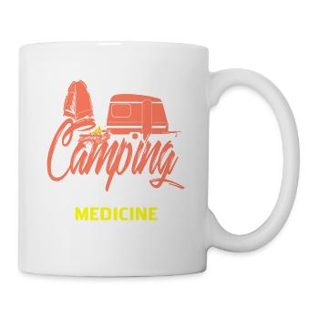 Camping Is The Man's Medicine Cool Retro Camper - Tasse - Weiß - Rechts