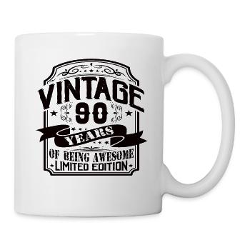 Vintage 90 Years of Being Awesome 90 Geburtstag - Tasse - Weiß - Rechts