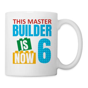 This builder is now 6, Toy Blocks 6. - Mug - white - Right