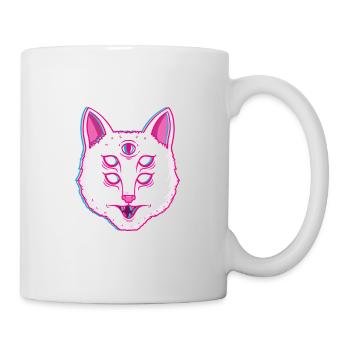 Glitch Cat Leuchtende katze mit Augen - Tasse - Weiß - Rechts
