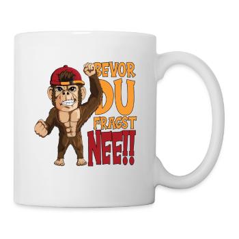 Affe mit Baseballkappe bevor du fragst nee! Affen - Tasse - Weiß - Rechts