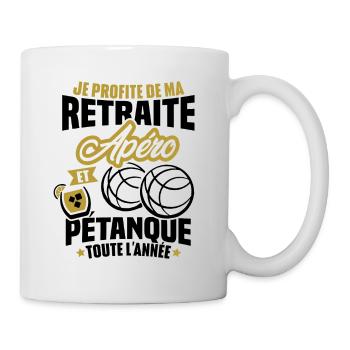 Je profite de ma retraite apéro et pétanque - Mug blanc - blanc - Droite