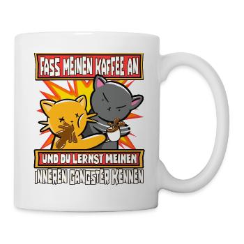 Lustig Katzen Kaffee Kaffeetrinker Sarkastisch - Tasse - Weiß - Rechts