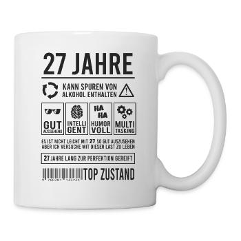 27. Geburtstag Lustig 27 Jahre Perfektion - Tasse - Weiß - Rechts