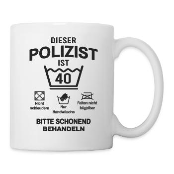 Polizist 40. Geburtstag Polizei Lustig 40 Jahre - Tasse - Weiß - Rechts
