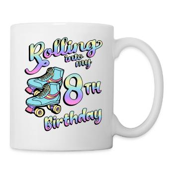 Rolling Into My 8th Birthday Quad Skater - Tasse - Weiß - Rechts