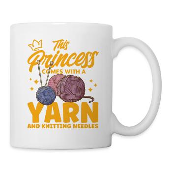 Knitting Fabric Knitting Yarn Knitting Gift - Mug - white - Right