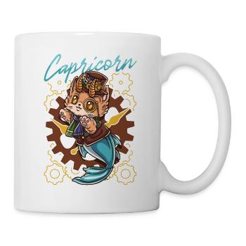 Steampunk-katze-steinbock-tierkreis - Tasse - Weiß - Rechts