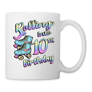 Rolling Into 10. Geburtstag Quad Skater - Tasse - Weiß - Rechts