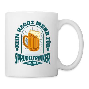 Kein H2CO3 mehr für Sprudeltrinker Trinkspruch - Tasse - Weiß - Rechts