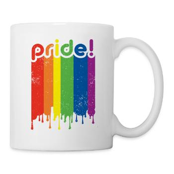 Déclaration arc-en-ciel du drapeau LGBTQ Gay CSD Pride - Mug blanc - blanc - Droite