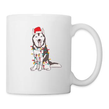 Siberian Husky Weihnachtsmütze Weihnachtsbaum - Tasse - Weiß - Rechts