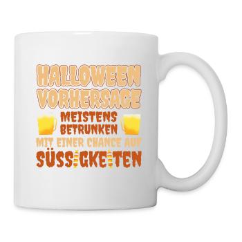Halloween Vorhersage Meistens Betrunken Mit Einer - Tasse - Weiß - Rechts