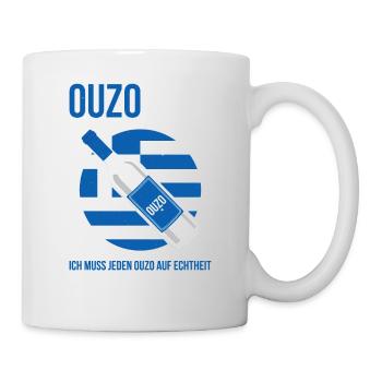 Ouzologe Ich Muss Jeden Ouzo Auf Echtheit Und Gesc - Tasse - Weiß - Rechts