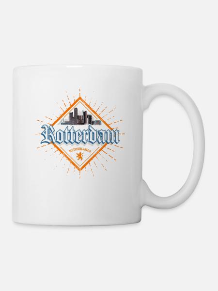 Rotterdam Stadt Niederlande Retro Skyline Vintage - Tasse - Weiß