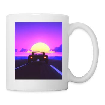Vaporwave Aesthetic Sports Car Beach - Mug blanc - blanc - Droite